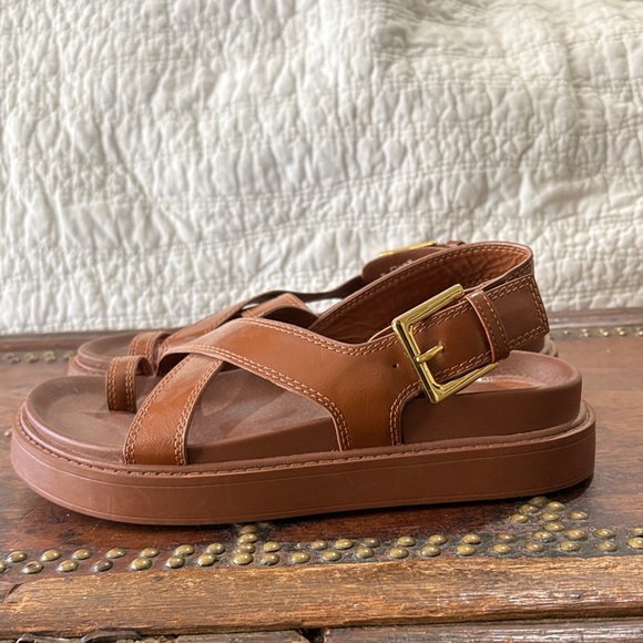 Zara Brown Leather Sandals - Picture 3 of 7